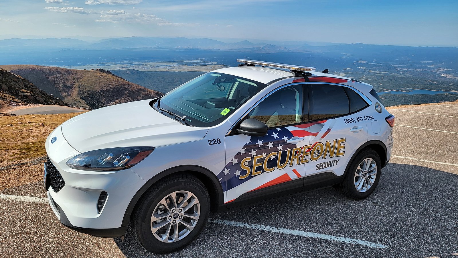 SecureOne branded patrol vehicle